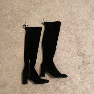 Black suede over the knee boots